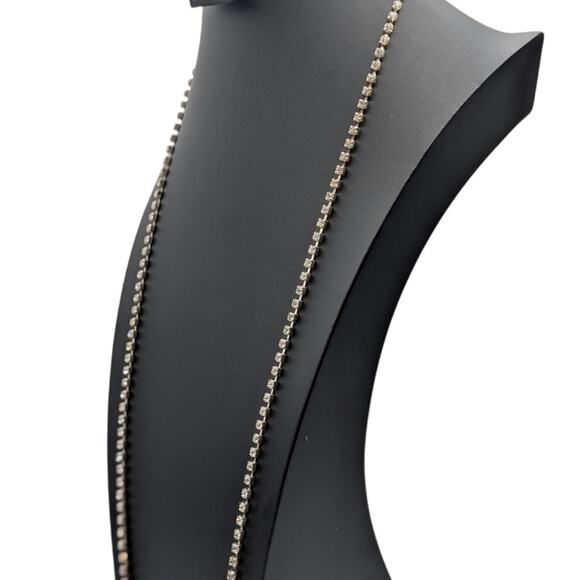 40" Long Silver Tone Vintage Set Rhinestone Necklace - Picture 7 of 8